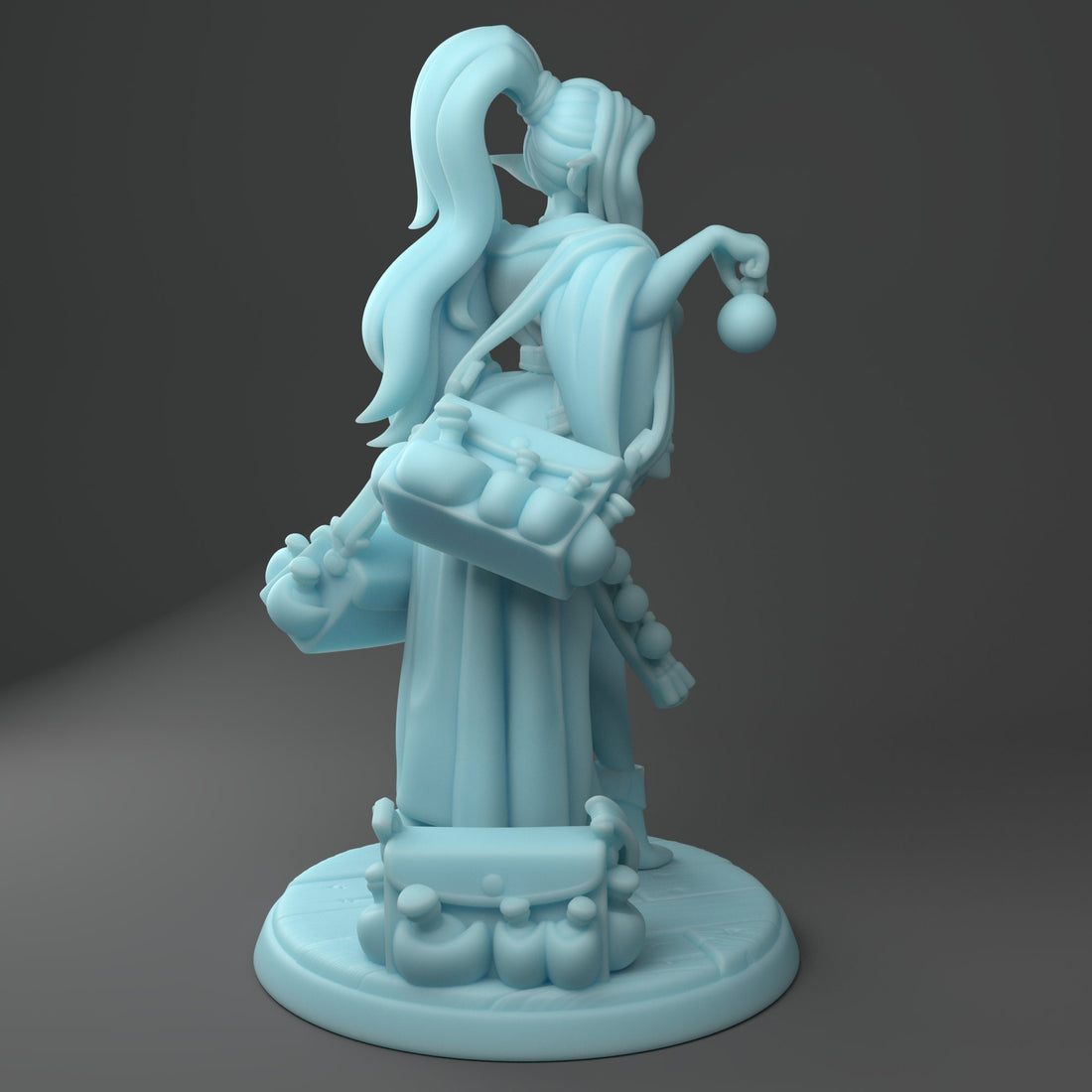 Female Elf Merchant Miniature, Silfie | Twin Goddess Miniatures | Tabletop RPG Miniature | Roleplaying 3D Printed Fantasy Mini - 3DPrintDen