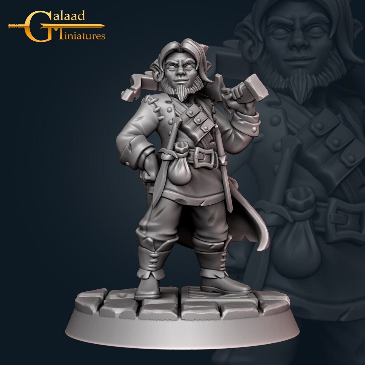 Halfling Rogue Miniature | Tabletop RPG Miniature | Galaad Miniatures | Roleplaying 3D Printed Fantasy Mini - 3DPrintDen