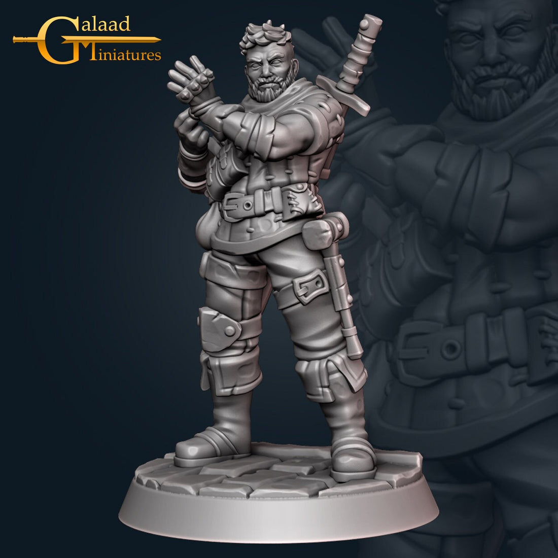 Mercenary Miniature | Tabletop RPG Miniature | Galaad Miniatures | Roleplaying 3D Printed Fantasy Mini - 3DPrintDen