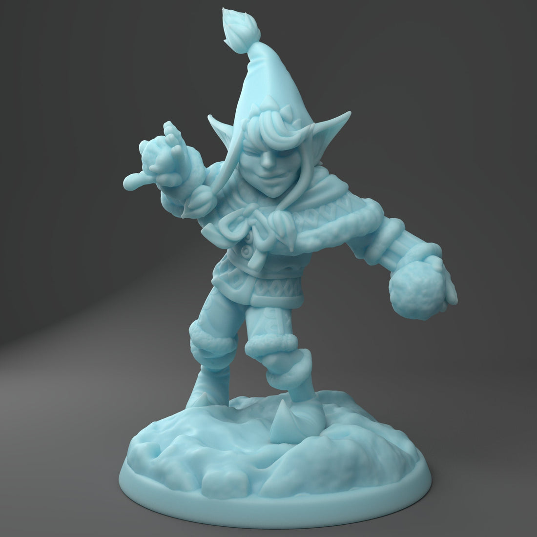 Christmas Elf Miniature, Alk | Twin Goddess Miniatures | Tabletop RPG Miniature | Roleplaying 3D Printed Fantasy Mini - 3DPrintDen