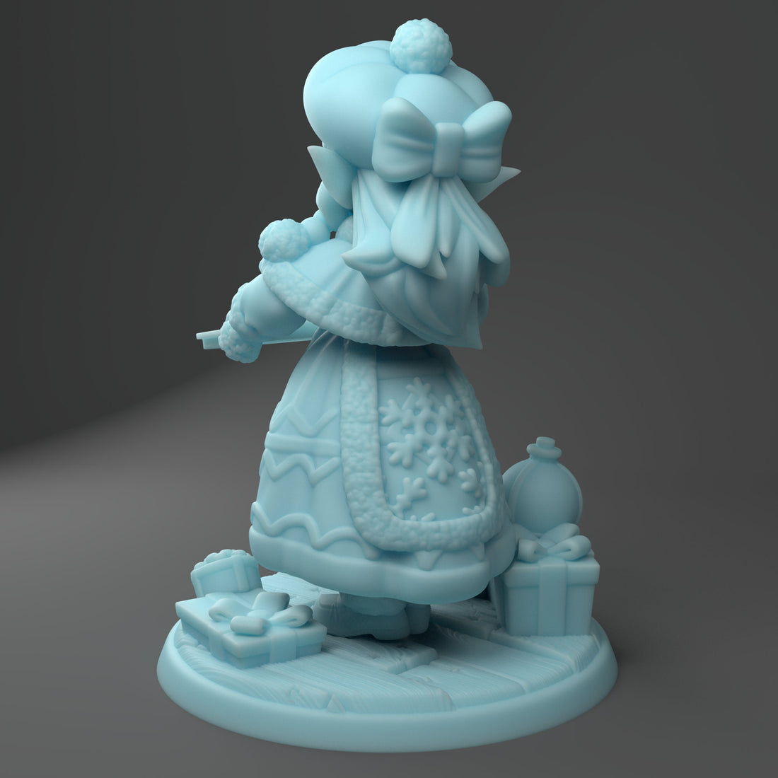 Female Christmas Elf Miniature, Mrs Gobbs | Twin Goddess Miniatures | Tabletop RPG Miniature | Roleplaying 3D Printed Fantasy Mini - 3DPrintDen