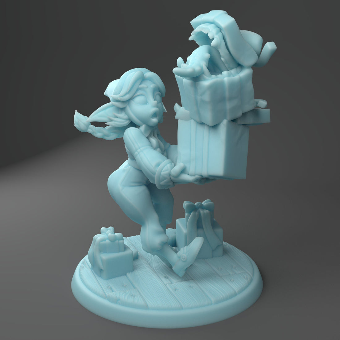 Female Christmas Elf Miniature, Unli | Twin Goddess Miniatures | Tabletop RPG Miniature | Roleplaying 3D Printed Fantasy Mini - 3DPrintDen