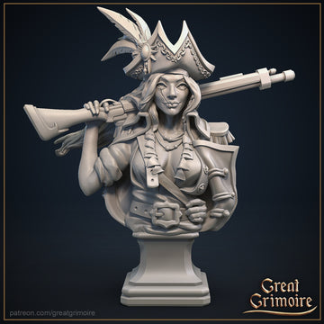 Captain Bust | Tabletop RPG Miniature | Great Grimoire | Roleplaying 3D Printed Fantasy Mini - 3DPrintDen