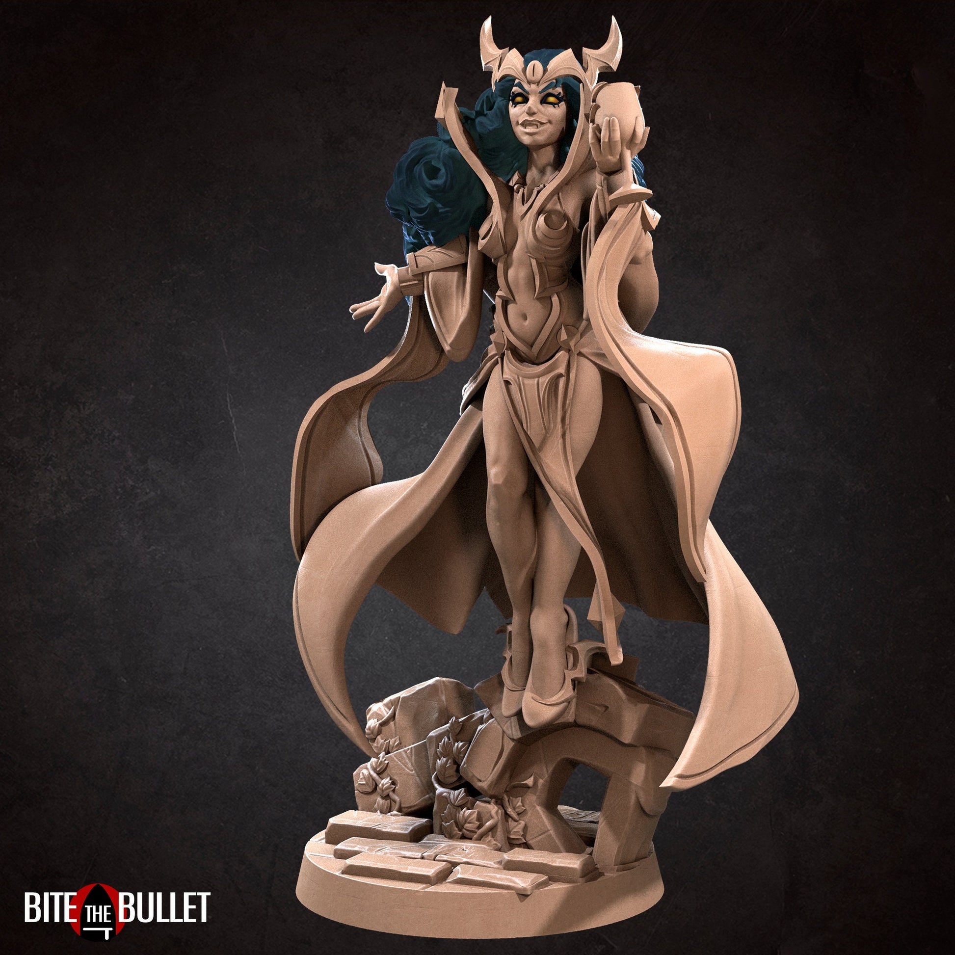 Female Vampire Sorceress Miniature | Tabletop RPG Miniature | Bite the Bullet | Roleplaying 3D Printed Fantasy Mini - 3DPrintDen