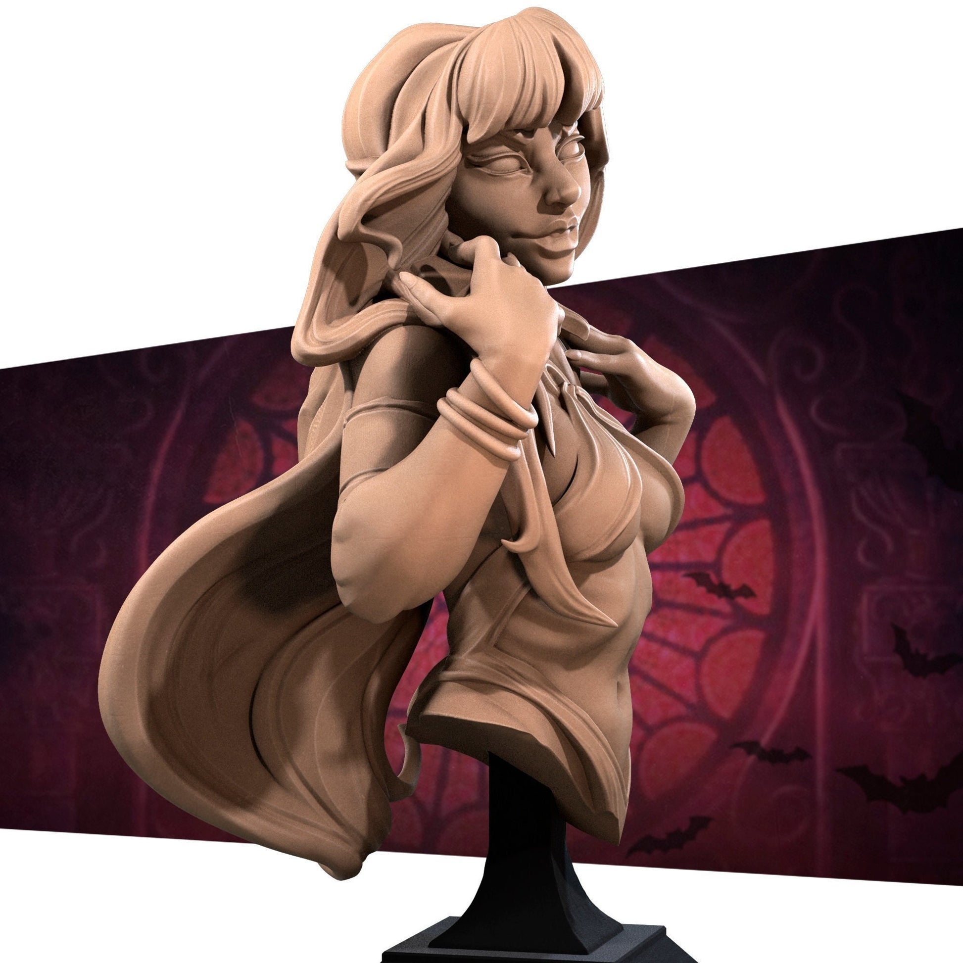 Vampire Lady of Shadows Bust, Dawn | Tabletop RPG Miniature | Bite the Bullet | Roleplaying 3D Printed Fantasy Mini - 3DPrintDen