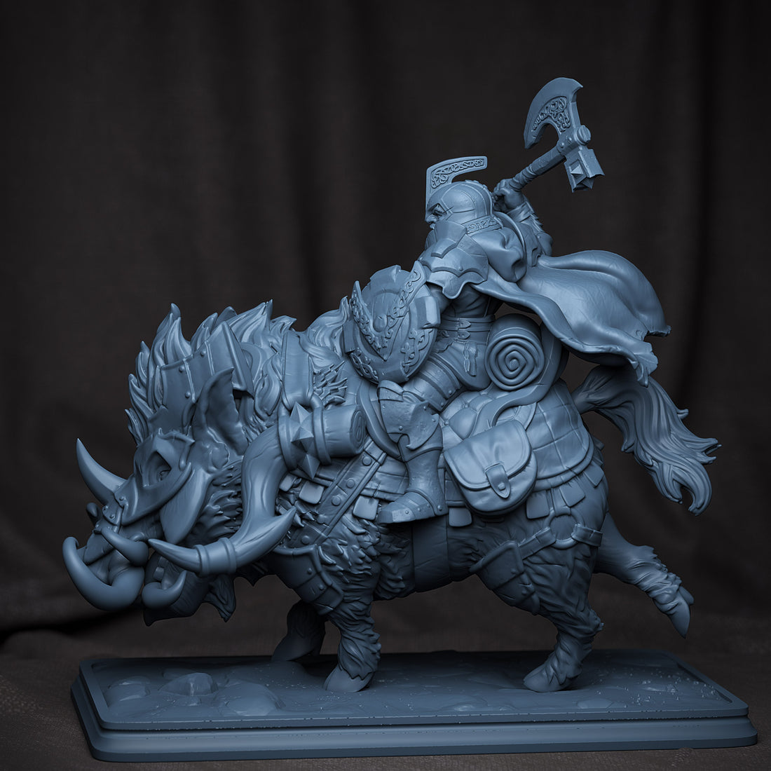 Boar Rider Dwarf Warrior Miniature | Tabletop RPG Miniature | Creature Armory | Roleplaying 3D Printed Fantasy Mini - 3DPrintDen