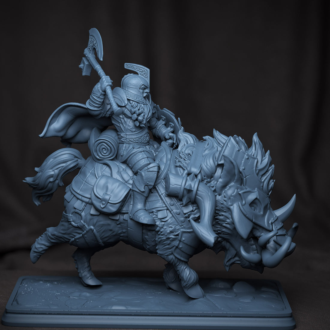 Boar Rider Dwarf Warrior Miniature | Tabletop RPG Miniature | Creature Armory | Roleplaying 3D Printed Fantasy Mini - 3DPrintDen