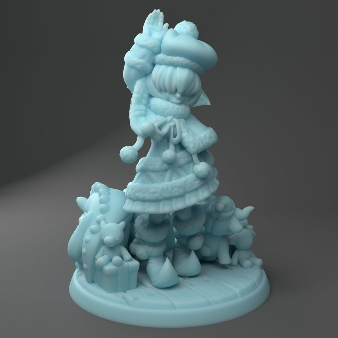 Female Christmas Elf Miniature, Jelica | Twin Goddess Miniatures | Tabletop RPG Miniature | Roleplaying 3D Printed Fantasy Mini - 3DPrintDen