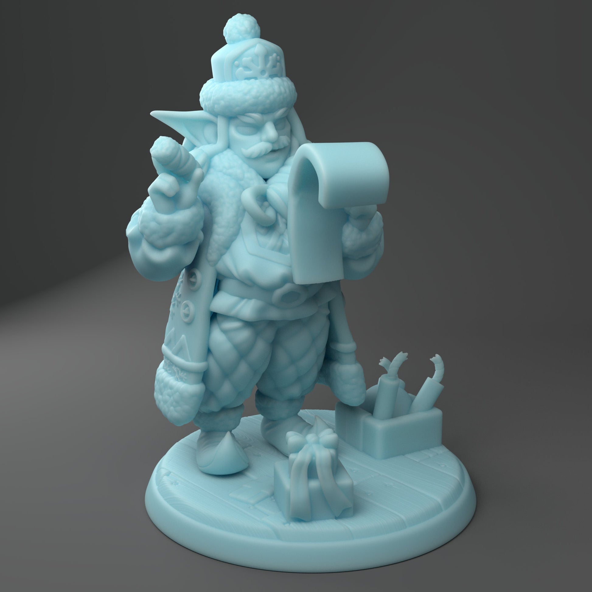 Christmas Elf Miniature, Mr Gobbs | Twin Goddess Miniatures | Tabletop RPG Miniature | Roleplaying 3D Printed Fantasy Mini - 3DPrintDen