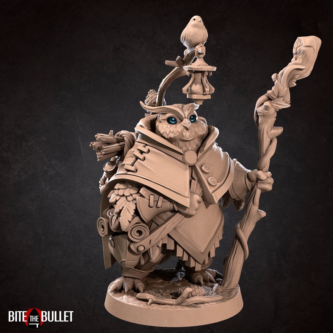 Forest Keeper Owlfolk Miniature, Uka | Tabletop RPG Miniature | Bite the Bullet | Roleplaying 3D Printed Fantasy Mini - 3DPrintDen