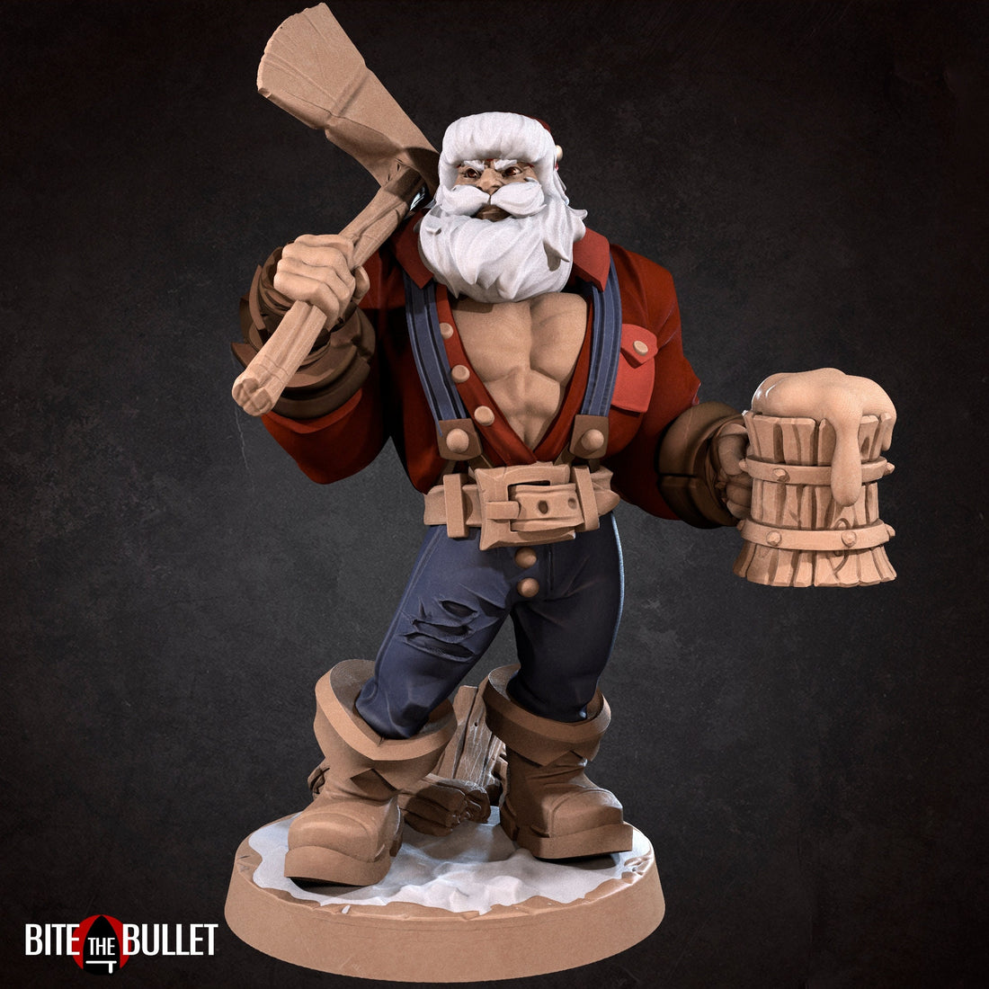 Santa Claus Miniature, Klaus | Tabletop RPG Miniature | Bite the Bullet | Roleplaying 3D Printed Fantasy Mini - 3DPrintDen