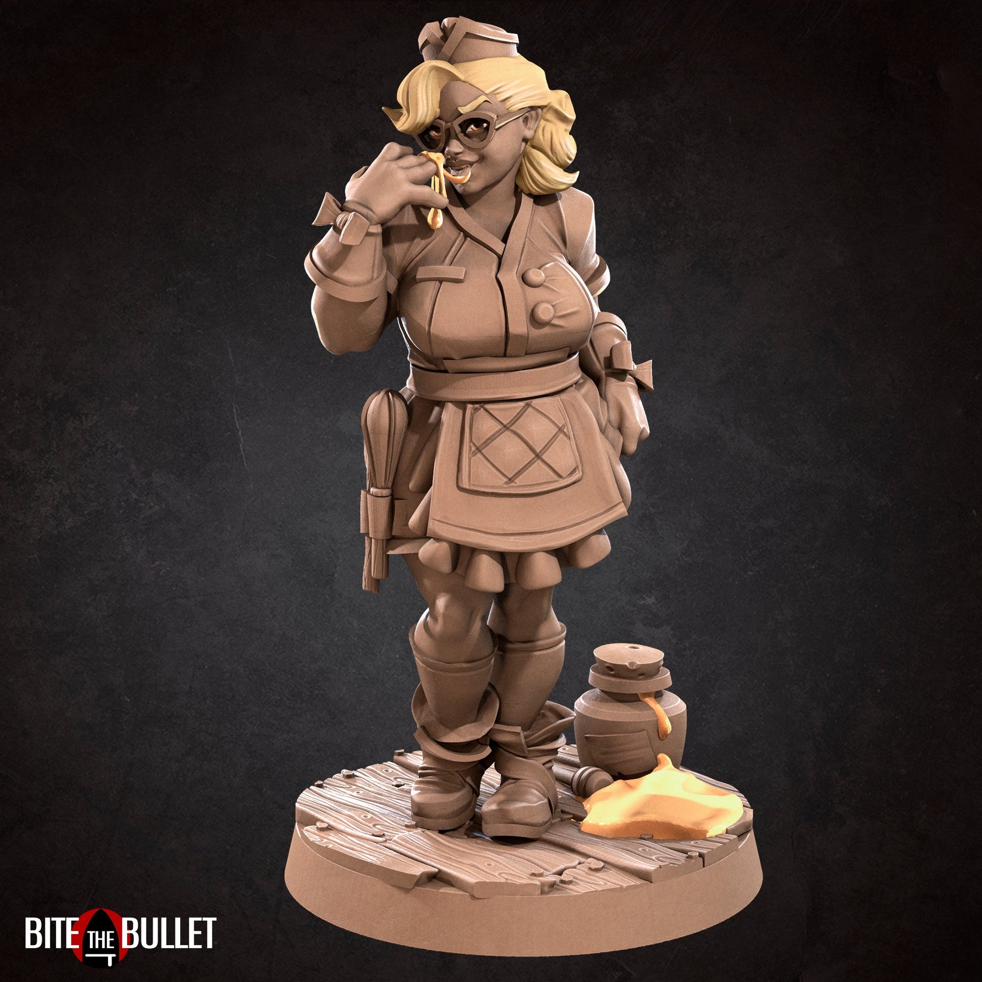 Female Baker Miniature | Tabletop RPG Miniature | Bite the Bullet | Roleplaying 3D Printed Fantasy Mini - 3DPrintDen