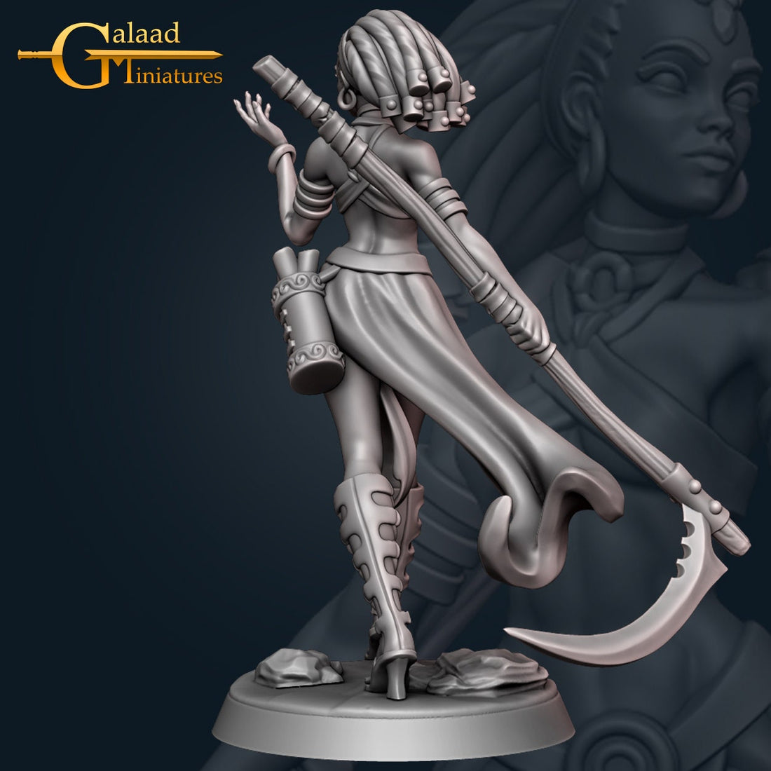 Female Fighter Miniature | Tabletop RPG Miniature | Galaad Miniatures | Roleplaying 3D Printed Fantasy Mini - 3DPrintDen