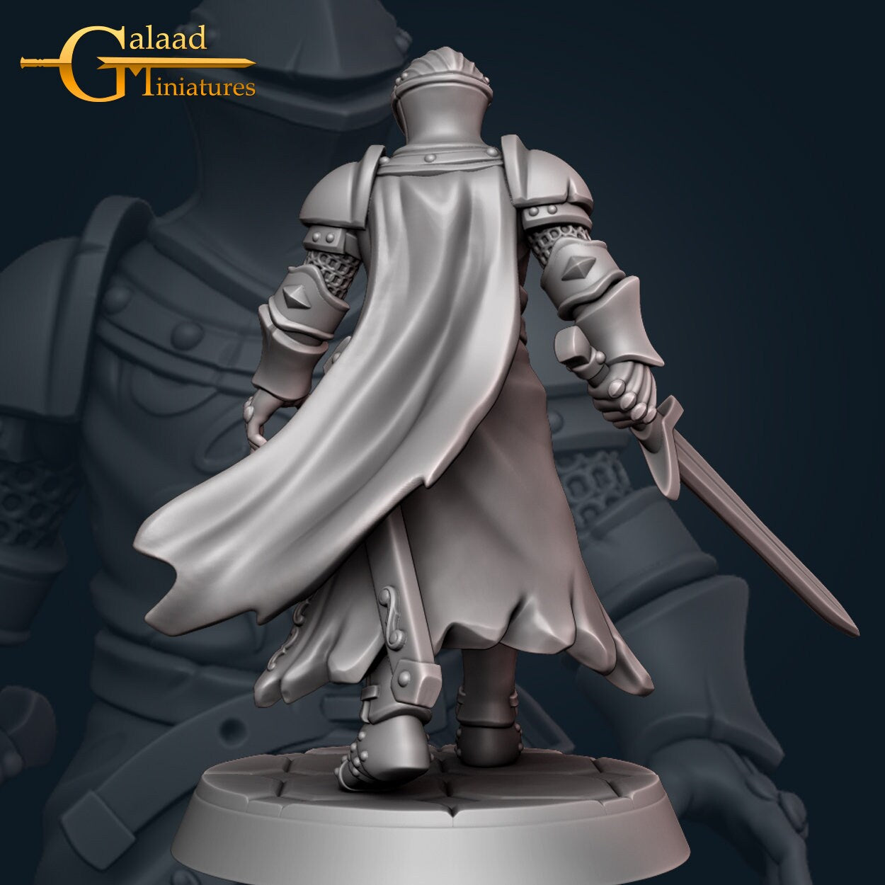 Knight Miniature | Tabletop RPG Miniature | Galaad Miniatures | Roleplaying 3D Printed Fantasy Mini - 3DPrintDen