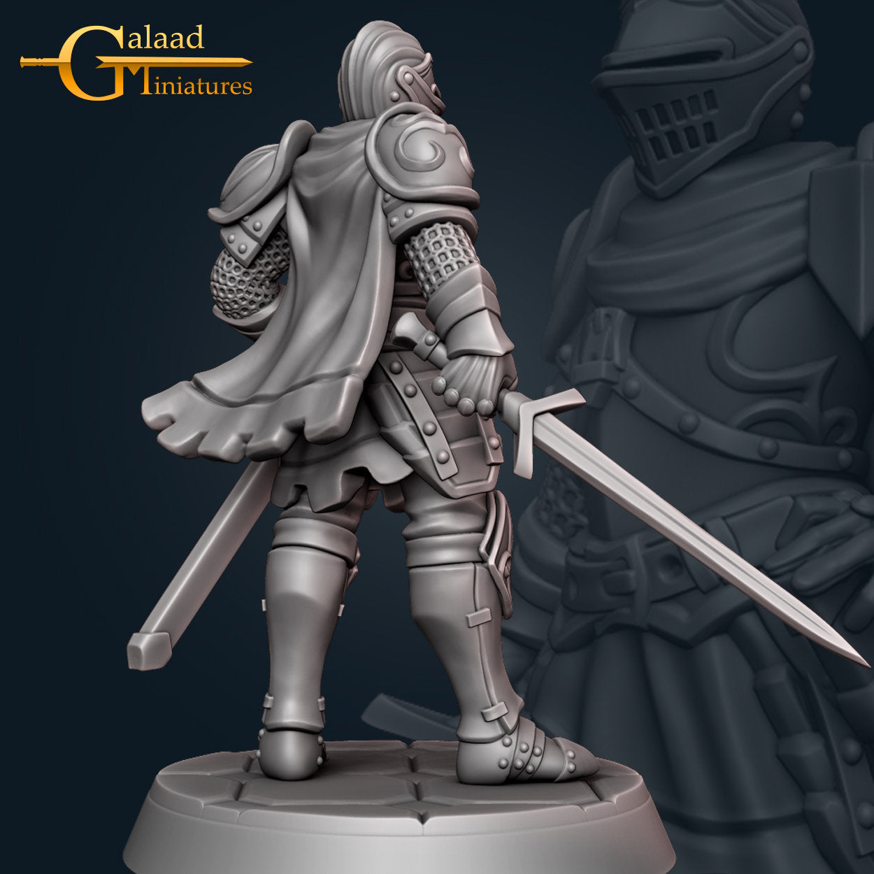 Knight Miniature | Tabletop RPG Miniature | Galaad Miniatures | Roleplaying 3D Printed Fantasy Mini - 3DPrintDen