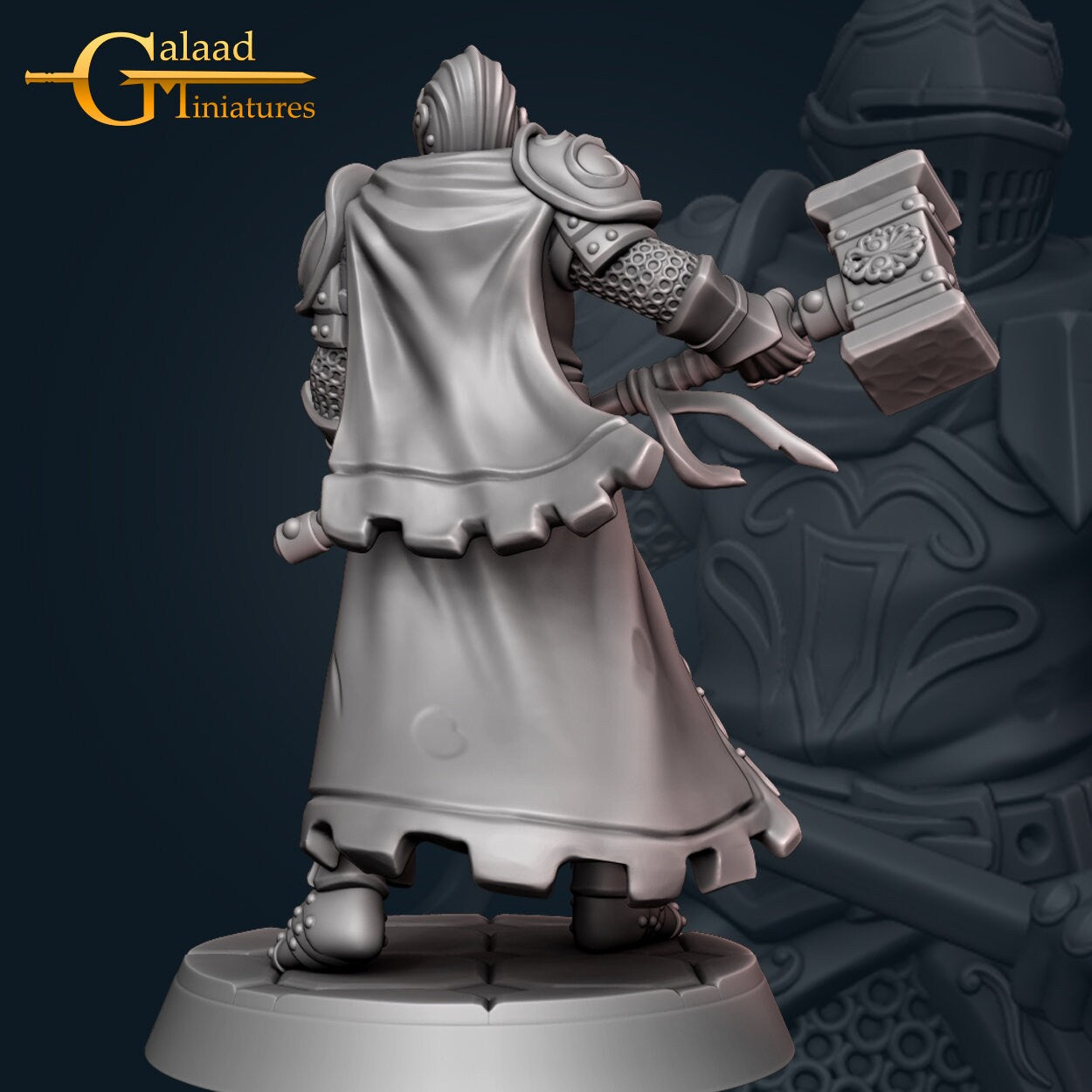 Knight Miniature | Tabletop RPG Miniature | Galaad Miniatures | Roleplaying 3D Printed Fantasy Mini - 3DPrintDen