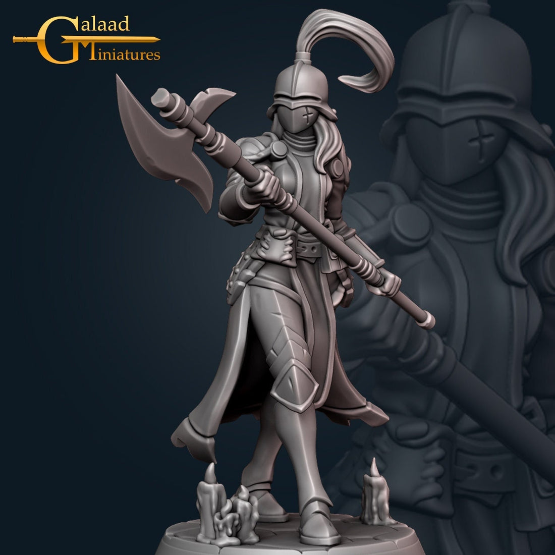 Female Knight Miniature | Tabletop RPG Miniature | Galaad Miniatures | Roleplaying 3D Printed Fantasy Mini - 3DPrintDen