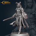 Female Tiefling Knight Miniature | Tabletop RPG Miniature | Galaad Miniatures | Roleplaying 3D Printed Fantasy Mini - 3DPrintDen