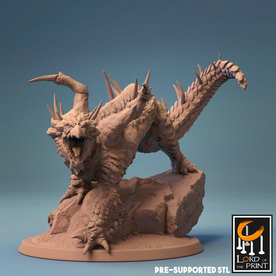 Young Brown Dragon | Tabletop RPG Miniature | Rescale Miniature | Roleplaying 3D Printed Fantasy Mini - 3DPrintDen