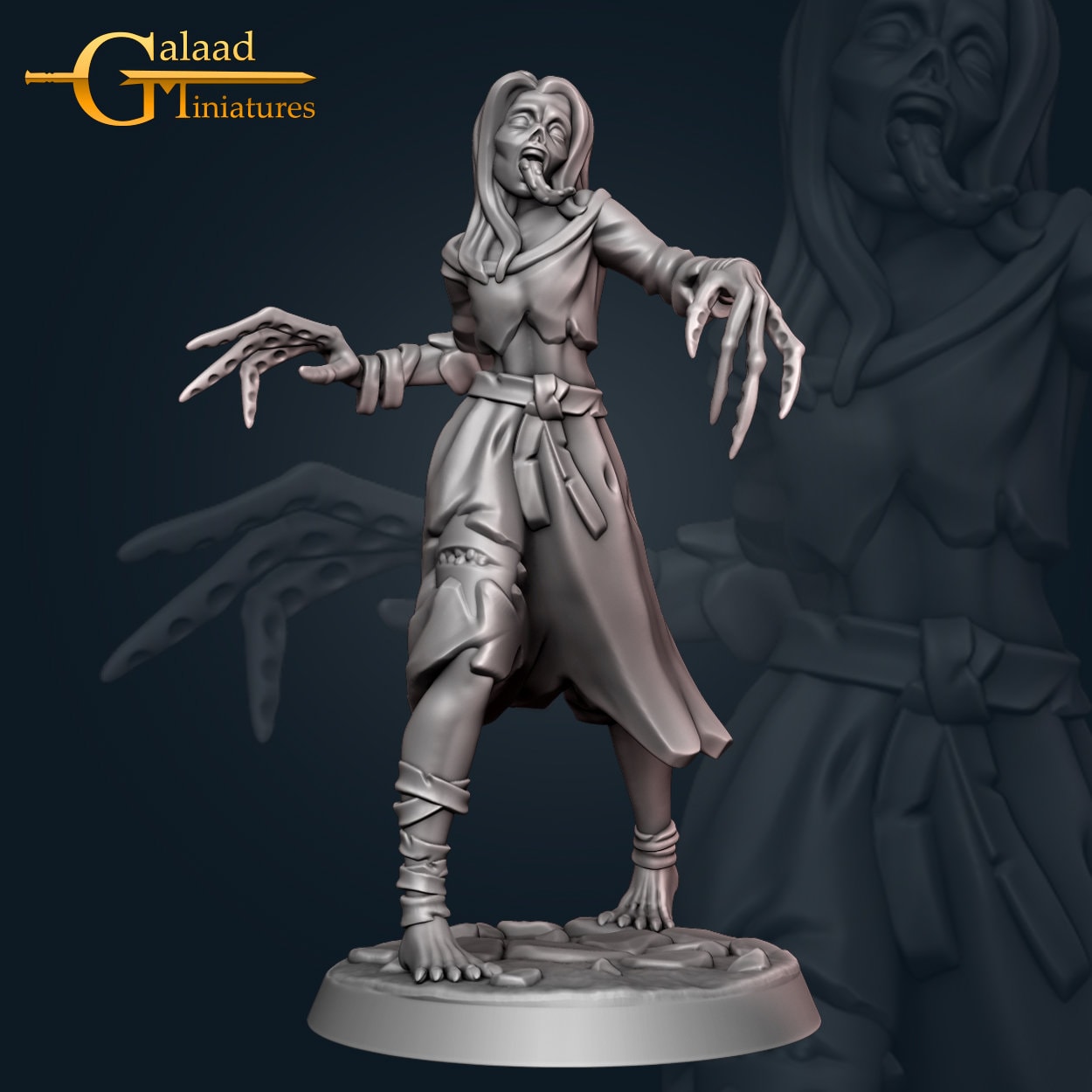 Ghoul Miniature | Tabletop RPG Miniature | Galaad Miniatures | Roleplaying 3D Printed Fantasy Mini - 3DPrintDen