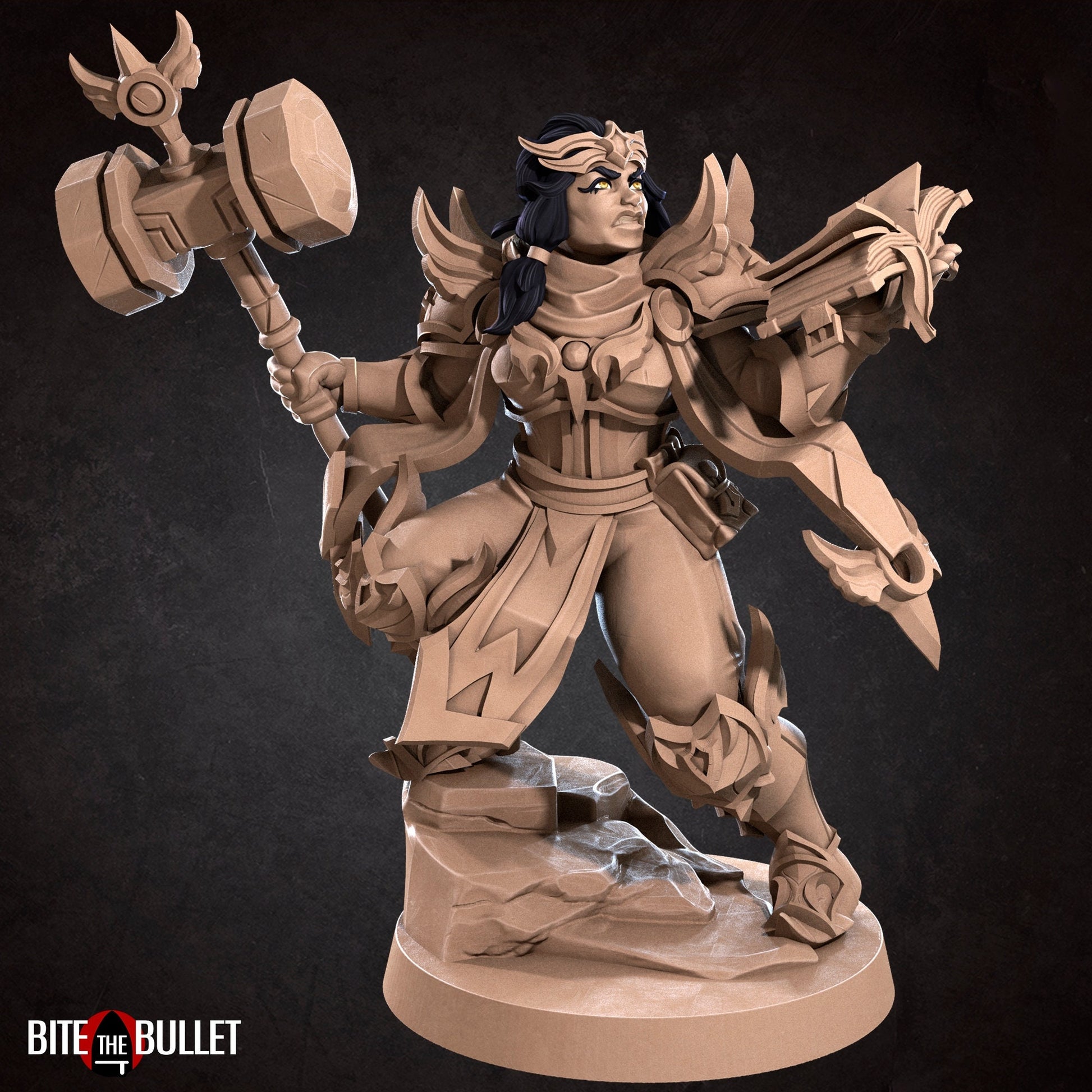 Female Cleric Miniature | Tabletop RPG Miniature | Bite the Bullet | Roleplaying 3D Printed Fantasy Mini - 3DPrintDen