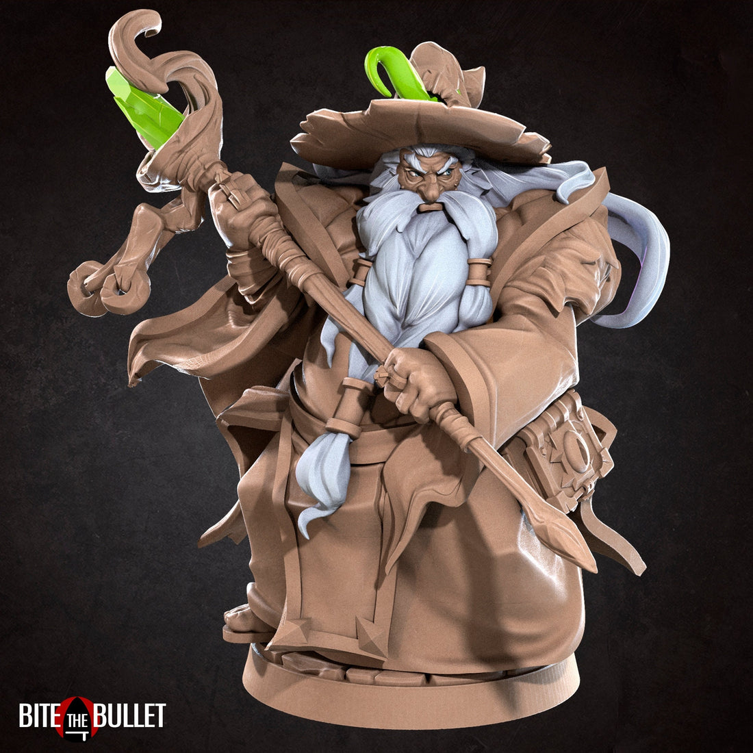 Wizard Miniature | Tabletop RPG Miniature | Bite the Bullet | Roleplaying 3D Printed Fantasy Mini - 3DPrintDen