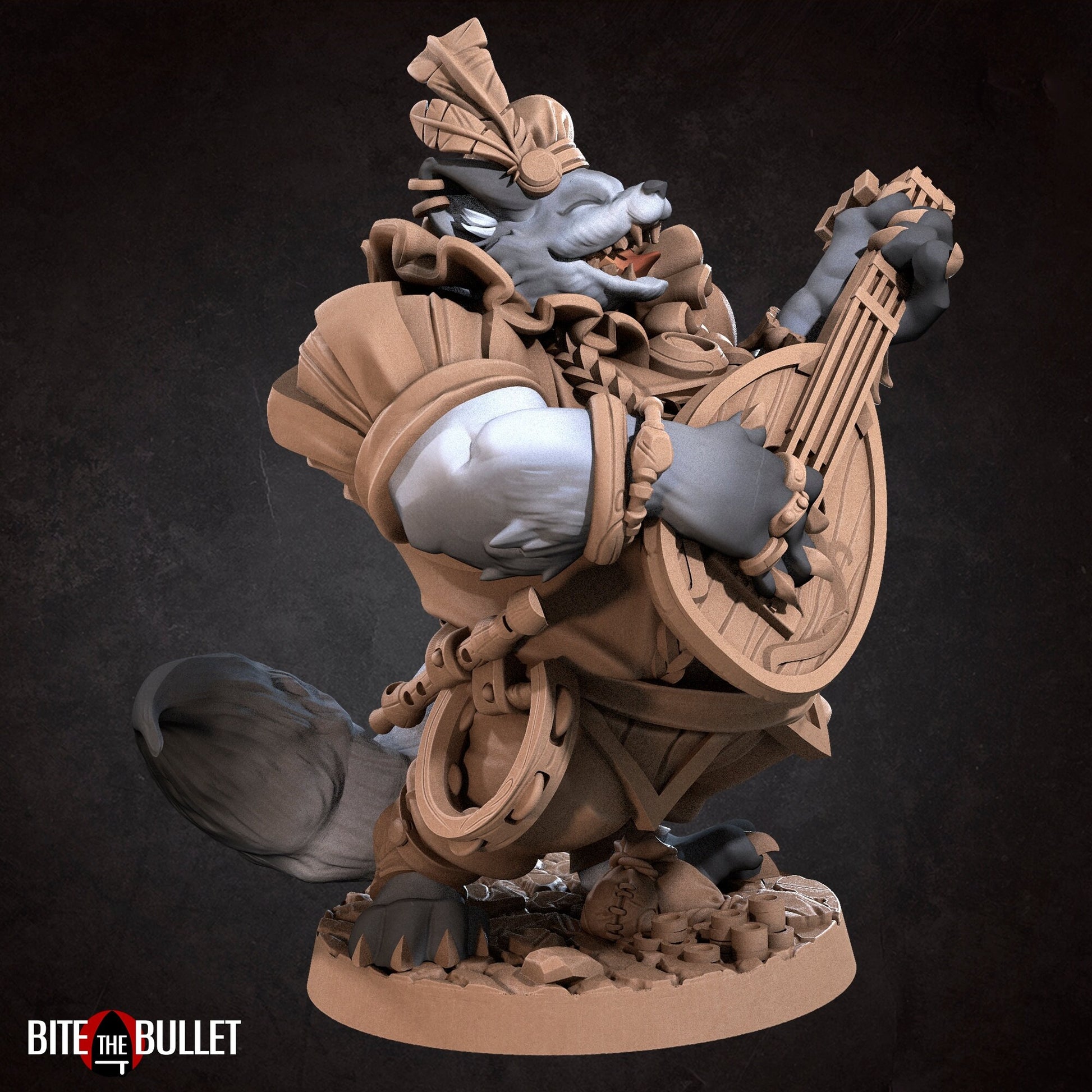 Foxfolk Bard Miniature | Tabletop RPG Miniature | Bite the Bullet | Roleplaying 3D Printed Fantasy Mini - 3DPrintDen