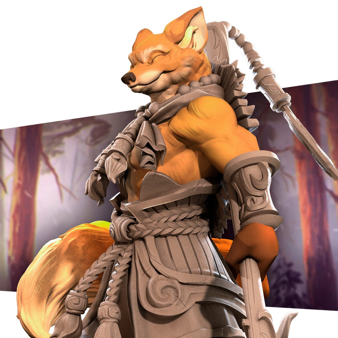 Foxfolk Monk Miniature | Tabletop RPG Miniature | Bite the Bullet | Roleplaying 3D Printed Fantasy Mini - 3DPrintDen