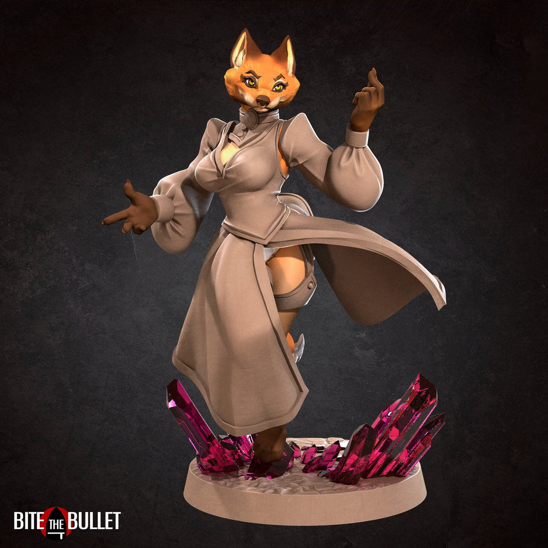 Female Foxfolk Maid Miniature, Mahrian | Tabletop RPG Miniature | Bite the Bullet | Roleplaying 3D Printed Fantasy Mini - 3DPrintDen