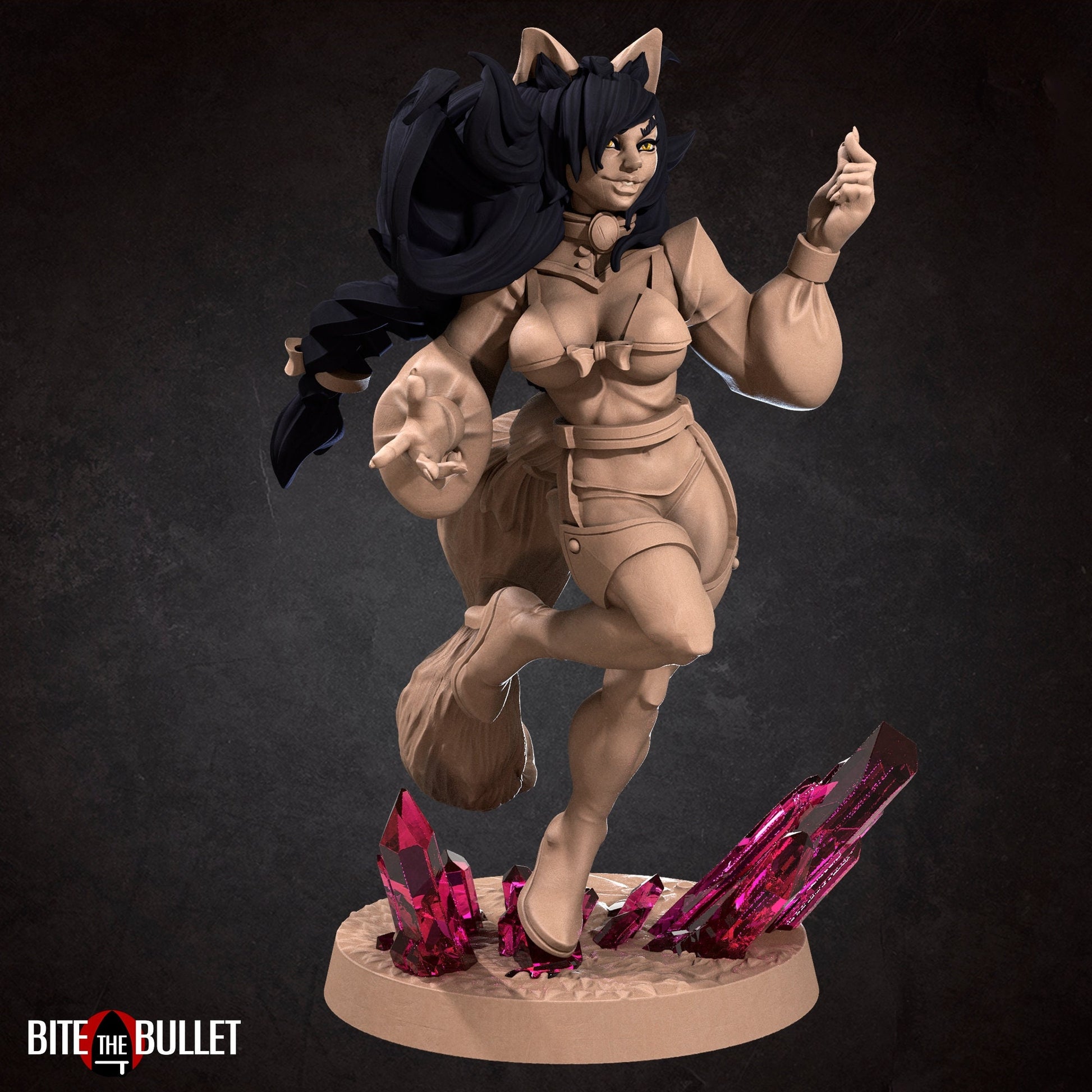 Fox Girl Maid Miniature, Mahrian | Tabletop RPG Miniature | Bite the Bullet | Roleplaying 3D Printed Fantasy Mini - 3DPrintDen