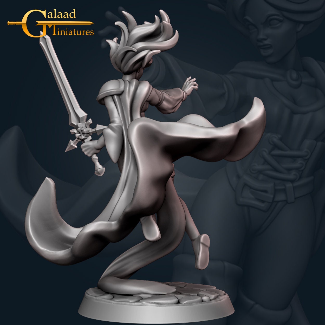 Priestess Miniature | Tabletop RPG Miniature | Galaad Miniatures | Roleplaying 3D Printed Fantasy Mini - 3DPrintDen