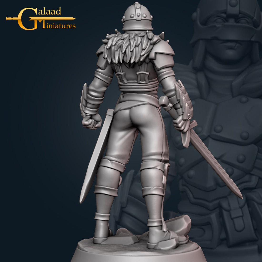 Mercenary Miniature | Tabletop RPG Miniature | Galaad Miniatures | Roleplaying 3D Printed Fantasy Mini - 3DPrintDen