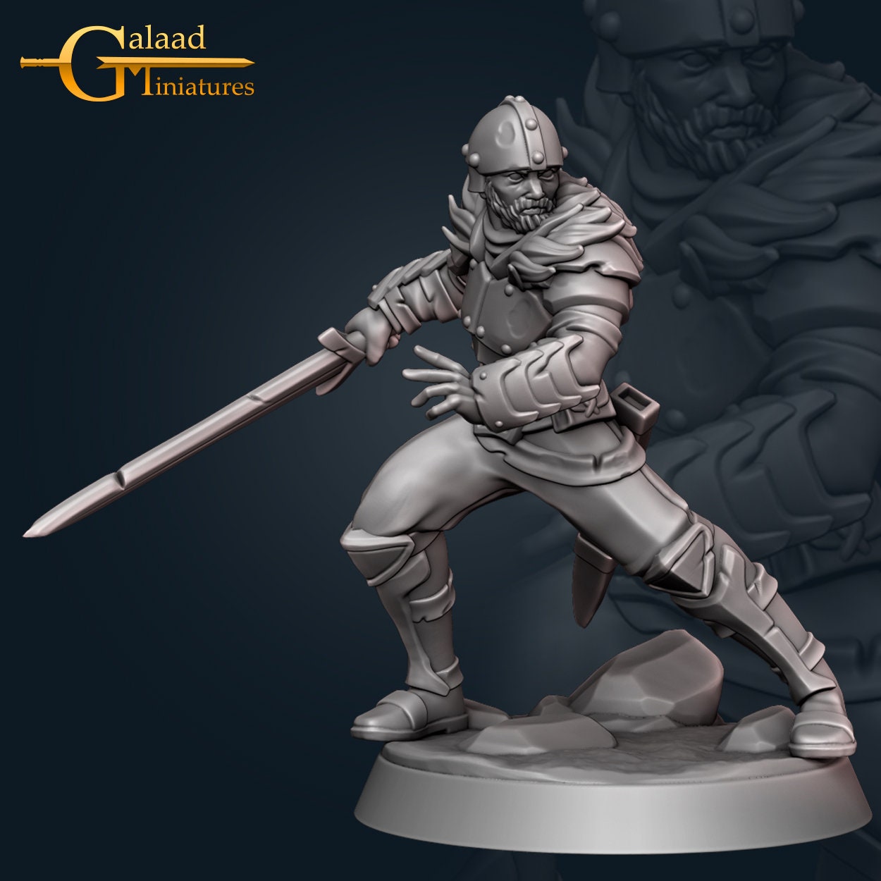 Mercenary Miniature | Tabletop RPG Miniature | Galaad Miniatures | Roleplaying 3D Printed Fantasy Mini - 3DPrintDen