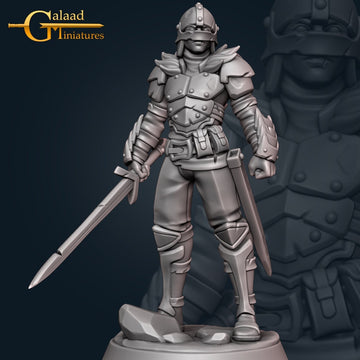 Mercenary Miniature | Tabletop RPG Miniature | Galaad Miniatures | Roleplaying 3D Printed Fantasy Mini - 3DPrintDen