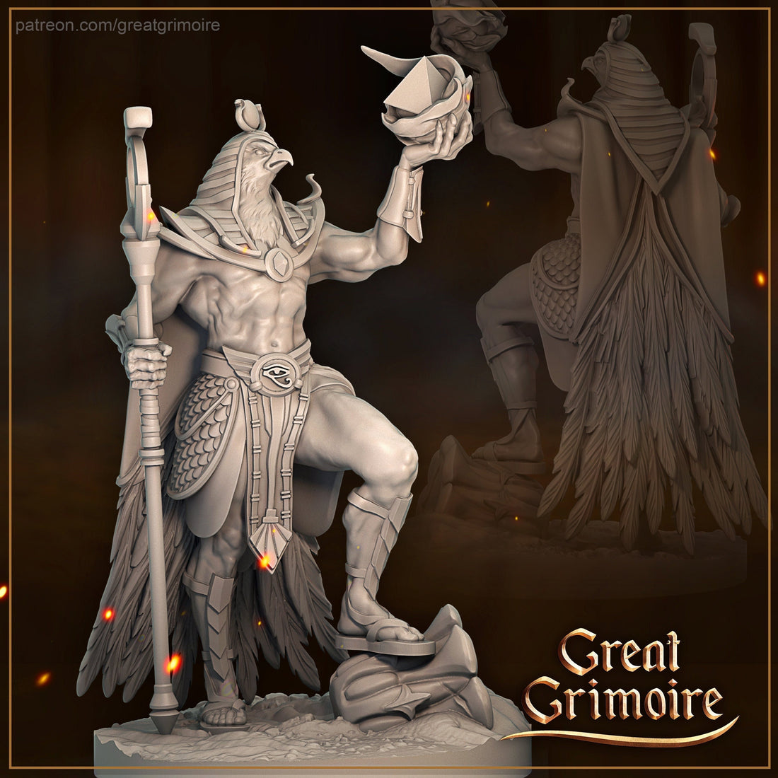 Ra Miniature | Tabletop RPG Miniature | Great Grimoire | Roleplaying 3D Printed Fantasy Mini - 3DPrintDen