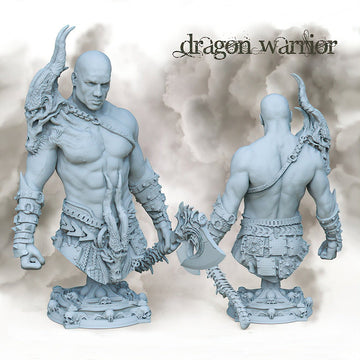 Dragon Warrior Bust | Tabletop RPG Miniature | Printomancer | Bust | Roleplaying 3D Printed Fantasy Mini - 3DPrintDen