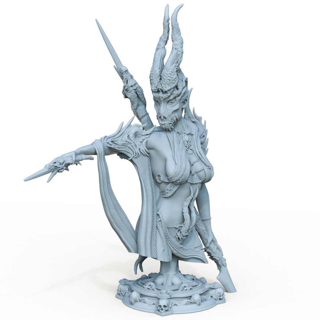 Necromancer Priestess Bust | Tabletop RPG Miniature | Printomancer | Bust | Roleplaying 3D Printed Fantasy Mini - 3DPrintDen