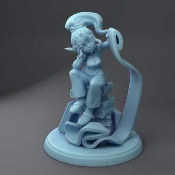 Female Gnome Cataloger Miniature, Brackle | Twin Goddess Miniatures | Tabletop RPG Miniature | Roleplaying 3D Printed Fantasy Mini - 3DPrintDen