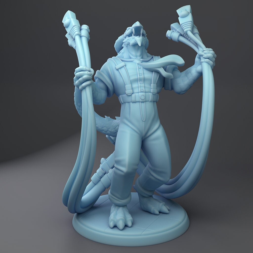 Dragonborn IT Guy Miniature | Twin Goddess Miniatures | Tabletop RPG Miniature | Roleplaying 3D Printed Fantasy Mini - 3DPrintDen