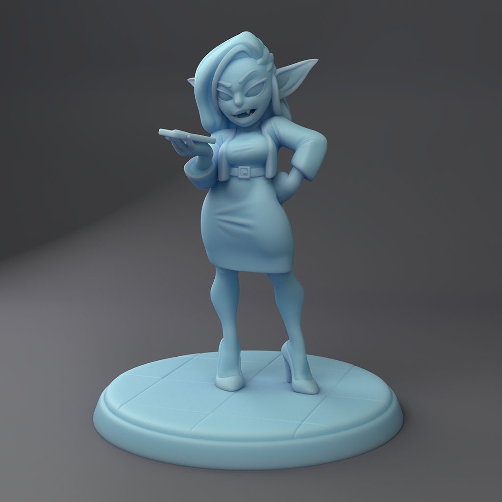 Female Office Goblin Miniature | Twin Goddess Miniatures | Tabletop RPG Miniature | Roleplaying 3D Printed Fantasy Mini - 3DPrintDen