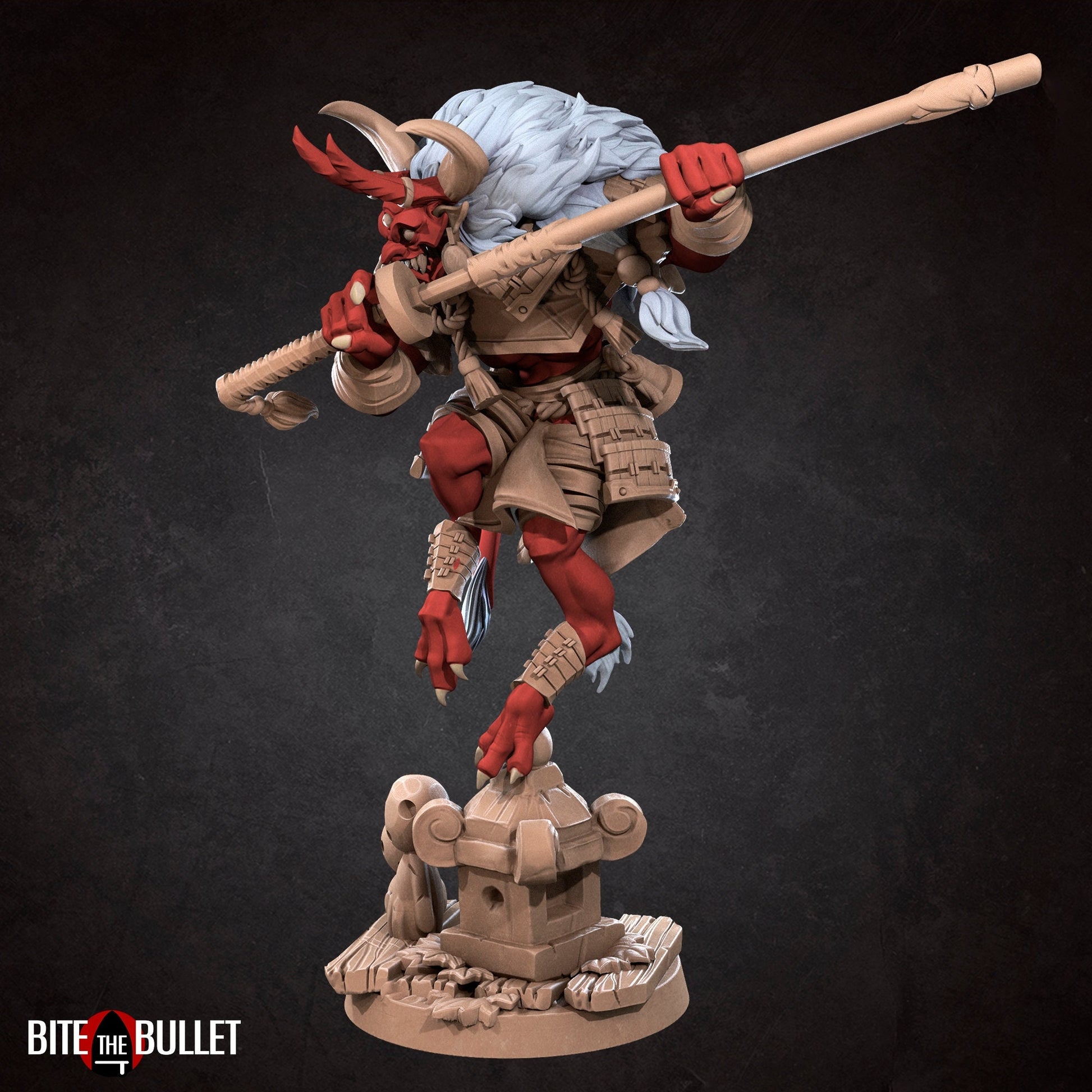 Demon Samurai Miniature | Tabletop RPG Miniature | Bite the Bullet | Roleplaying 3D Printed Fantasy Mini - 3DPrintDen