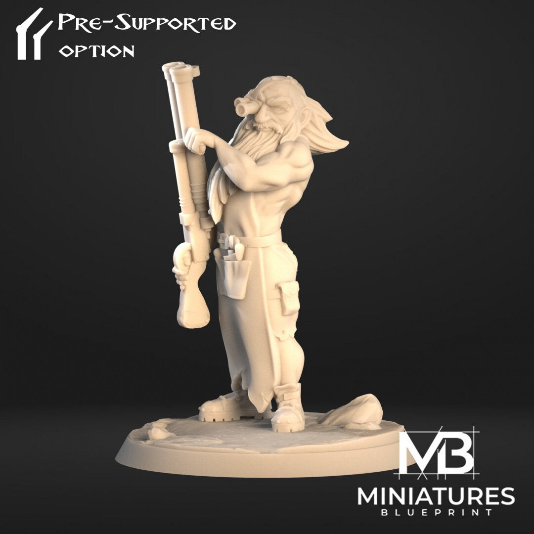 Dwarf Bomber Miniature | Tabletop RPG Miniature | Miniatures Blueprint | Roleplaying 3D Printed Fantasy Mini - 3DPrintDen