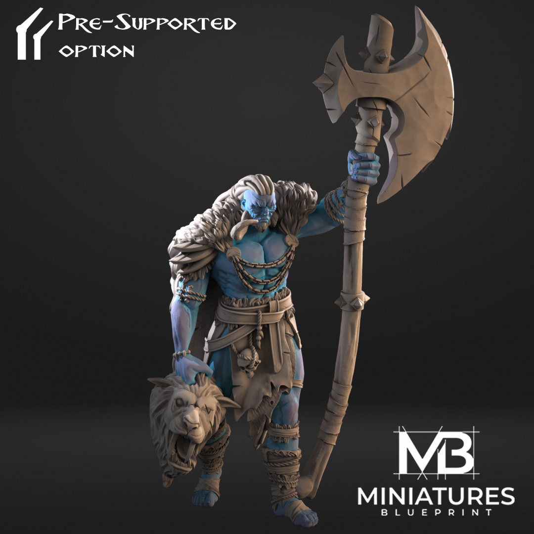 Frost Giant Miniature, Broorg | Tabletop RPG Miniature | Miniatures Blueprint | Roleplaying 3D Printed Fantasy Mini - 3DPrintDen