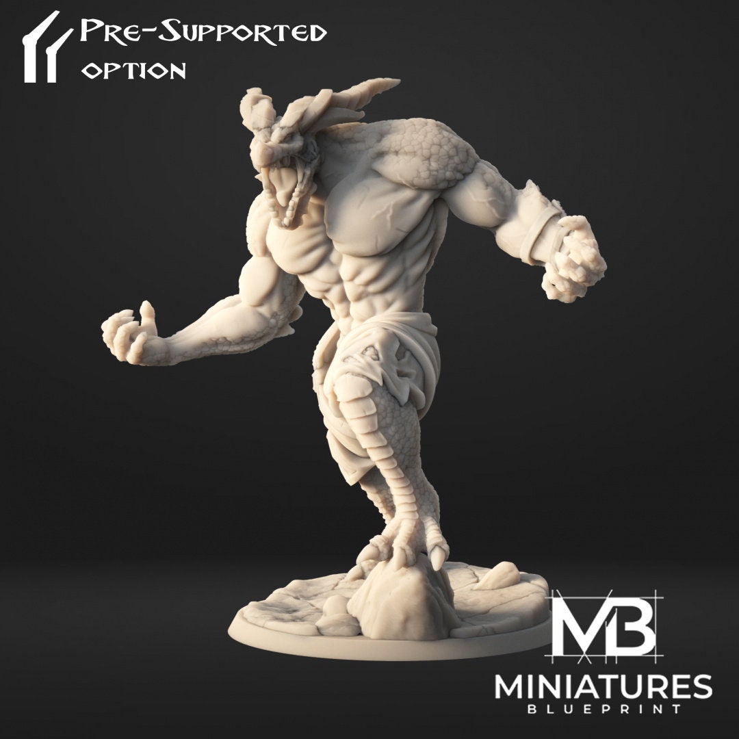 Dragonman Miniature, Gunnonth | Tabletop RPG Miniature | Miniatures Blueprint | Roleplaying 3D Printed Fantasy Mini - 3DPrintDen