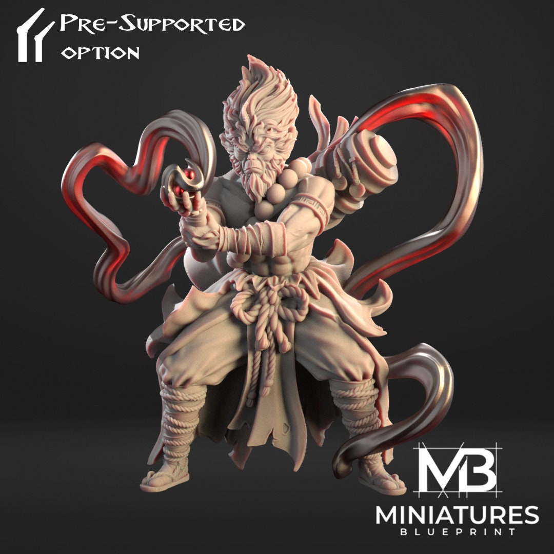 Monk Miniature, Shenzu | Tabletop RPG Miniature | Miniatures Blueprint | Roleplaying 3D Printed Fantasy Mini - 3DPrintDen