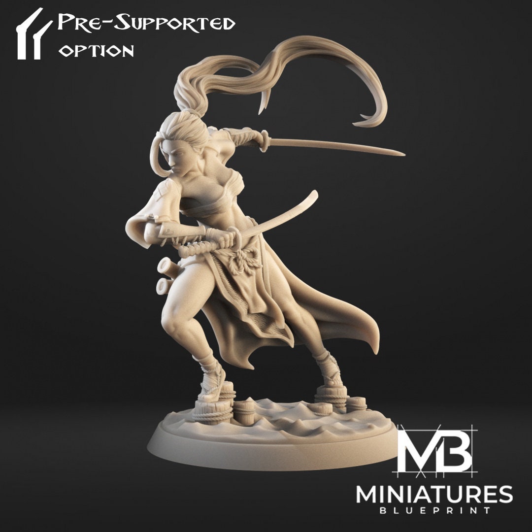 Female Samurai Miniature, Tachibana | Tabletop RPG Miniature | Miniatures Blueprint | Roleplaying 3D Printed Fantasy Mini - 3DPrintDen