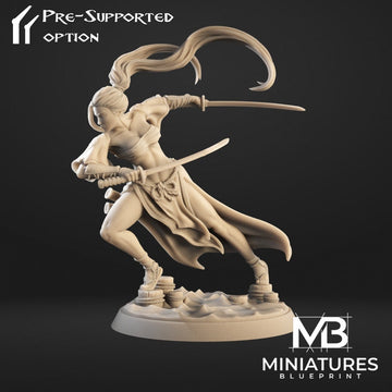 Female Samurai Miniature, Tachibana | Tabletop RPG Miniature | Miniatures Blueprint | Roleplaying 3D Printed Fantasy Mini - 3DPrintDen