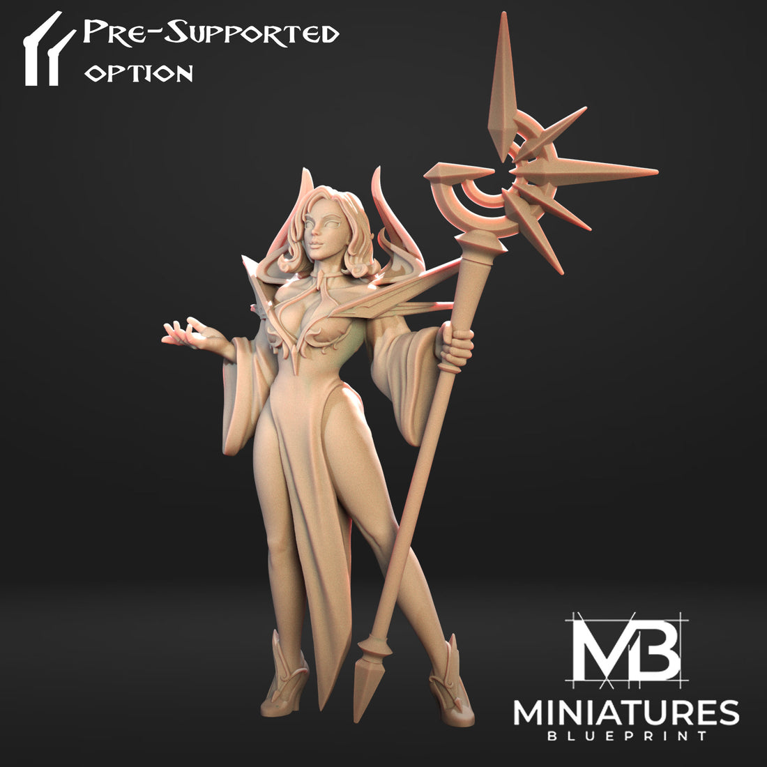 Female Mage Miniature, Zerynthia | Tabletop RPG Miniature | Miniatures Blueprint | Roleplaying 3D Printed Fantasy Mini - 3DPrintDen