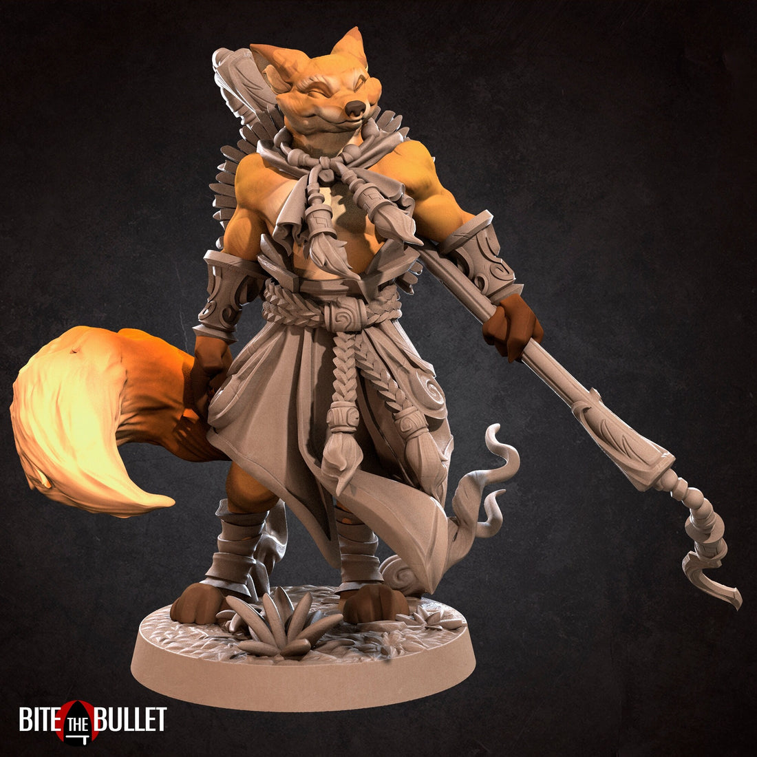 Foxfolk Monk Miniature | Tabletop RPG Miniature | Bite the Bullet | Roleplaying 3D Printed Fantasy Mini - 3DPrintDen