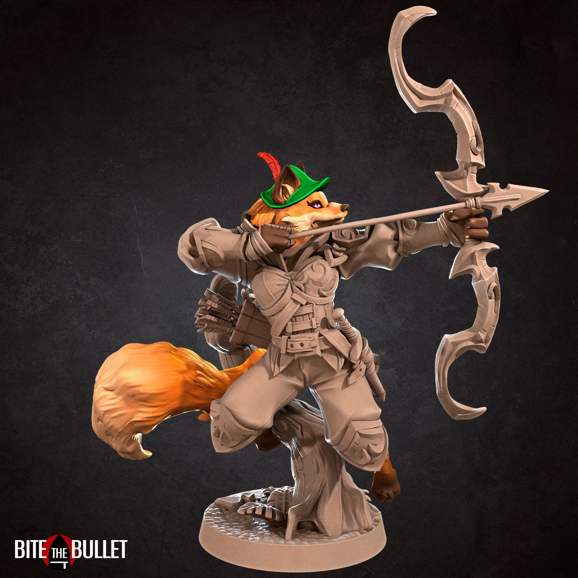 Foxfolk Ranger Miniature | Tabletop RPG Miniature | Bite the Bullet | Roleplaying 3D Printed Fantasy Mini - 3DPrintDen